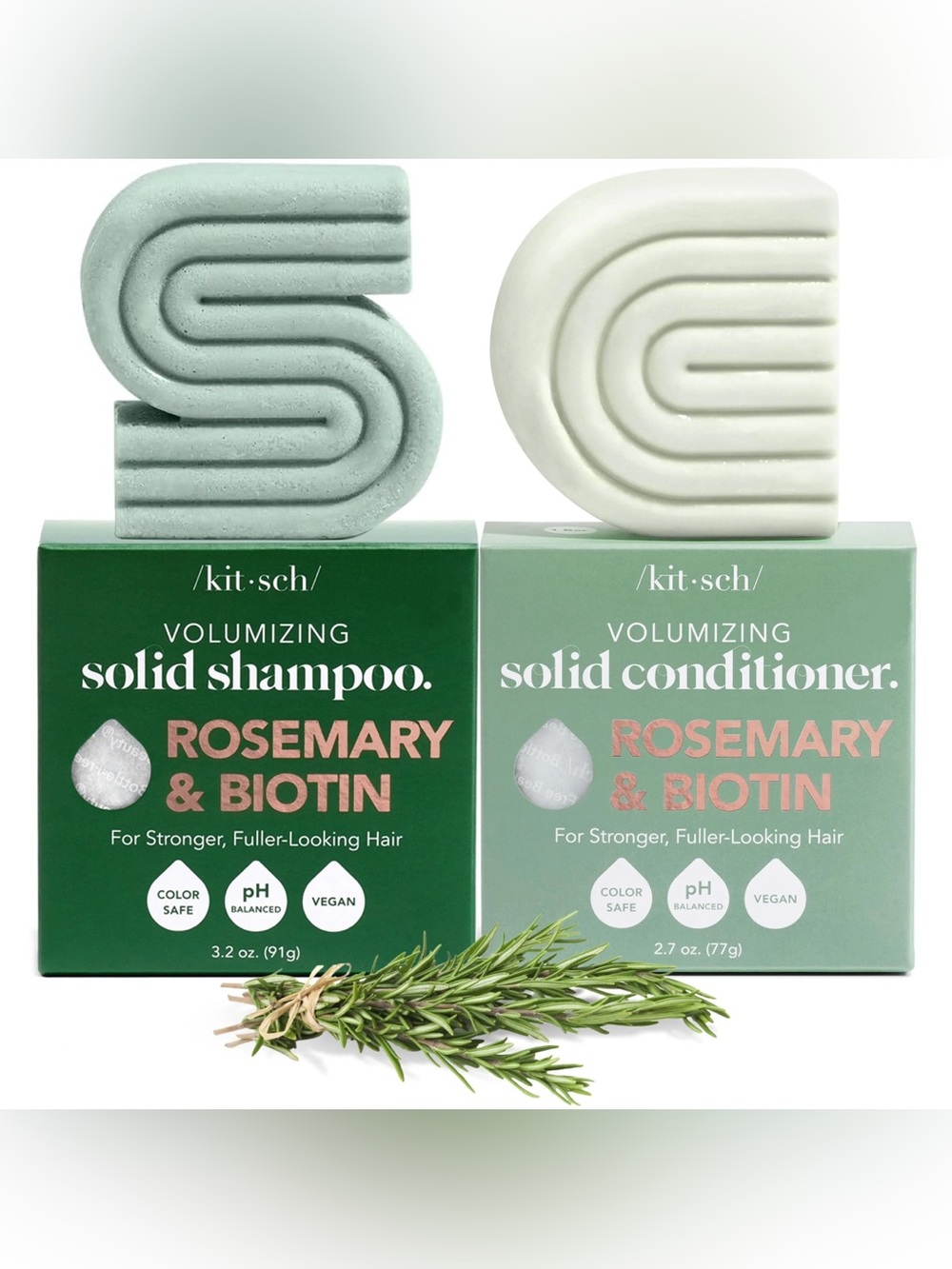 Kitsch Rosemary & Biotin Volumizing Solid Shampoo & Conditioner Bars Set